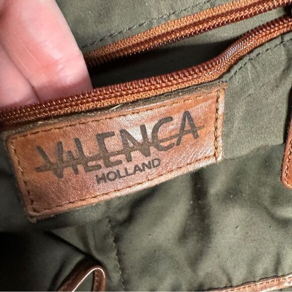 Vilenca Holland brown supple distressed leather basketweave hobo backpack bag - Picture 9 of 12